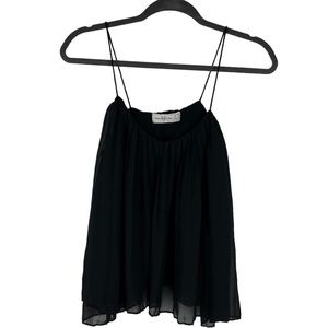 Abercrombie & Fitch Womens Black Pleated Lined Crop Tank Top Blouse Size S